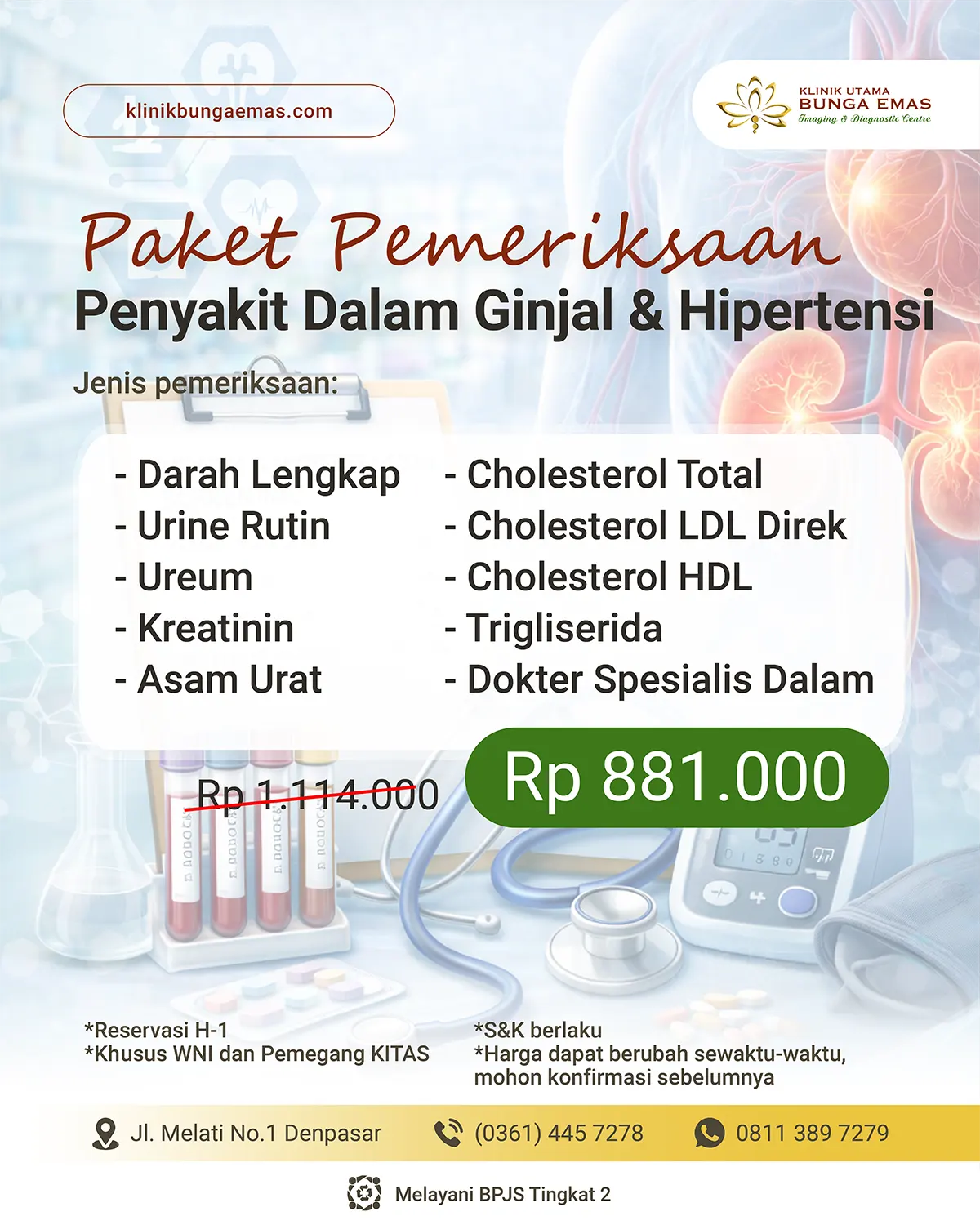 Promo Pemeriksaan Penyakit Dalam Ginjal dan Hipertensi